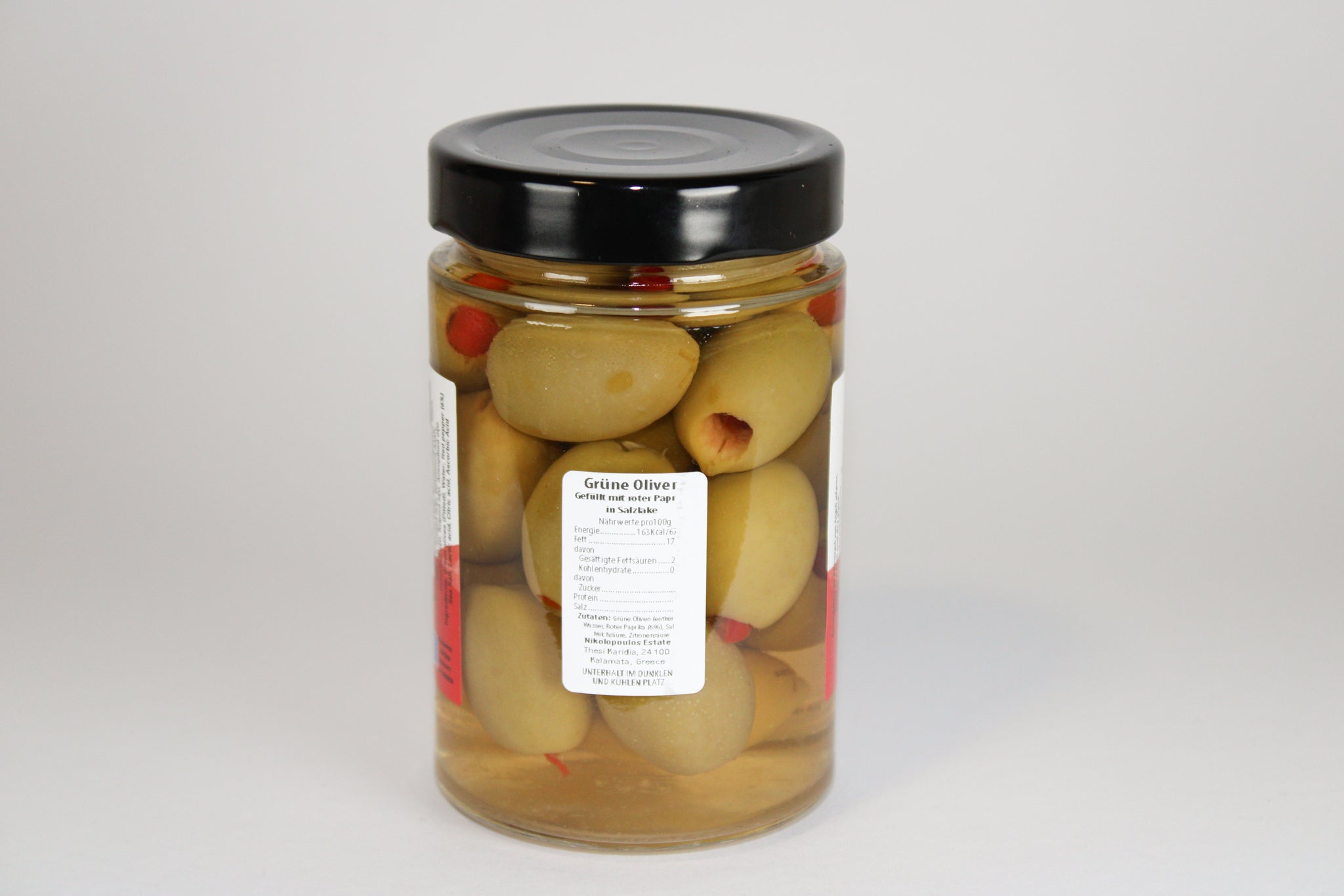 Grüne Oliven mit Paprika